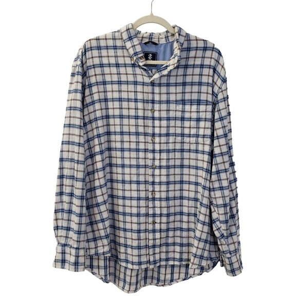 IZOD Linen Blend Plaid Button Down Shirt Size XL - Picture 1 of 5